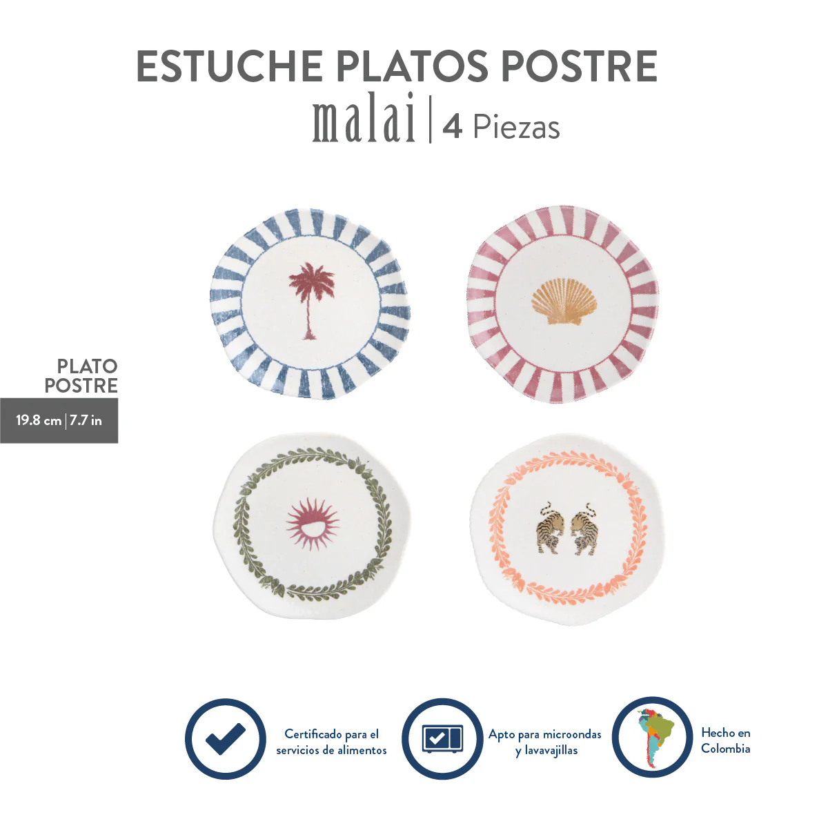 Set 4 Platos Postre Corona x Malai 19.8cm - Image 8