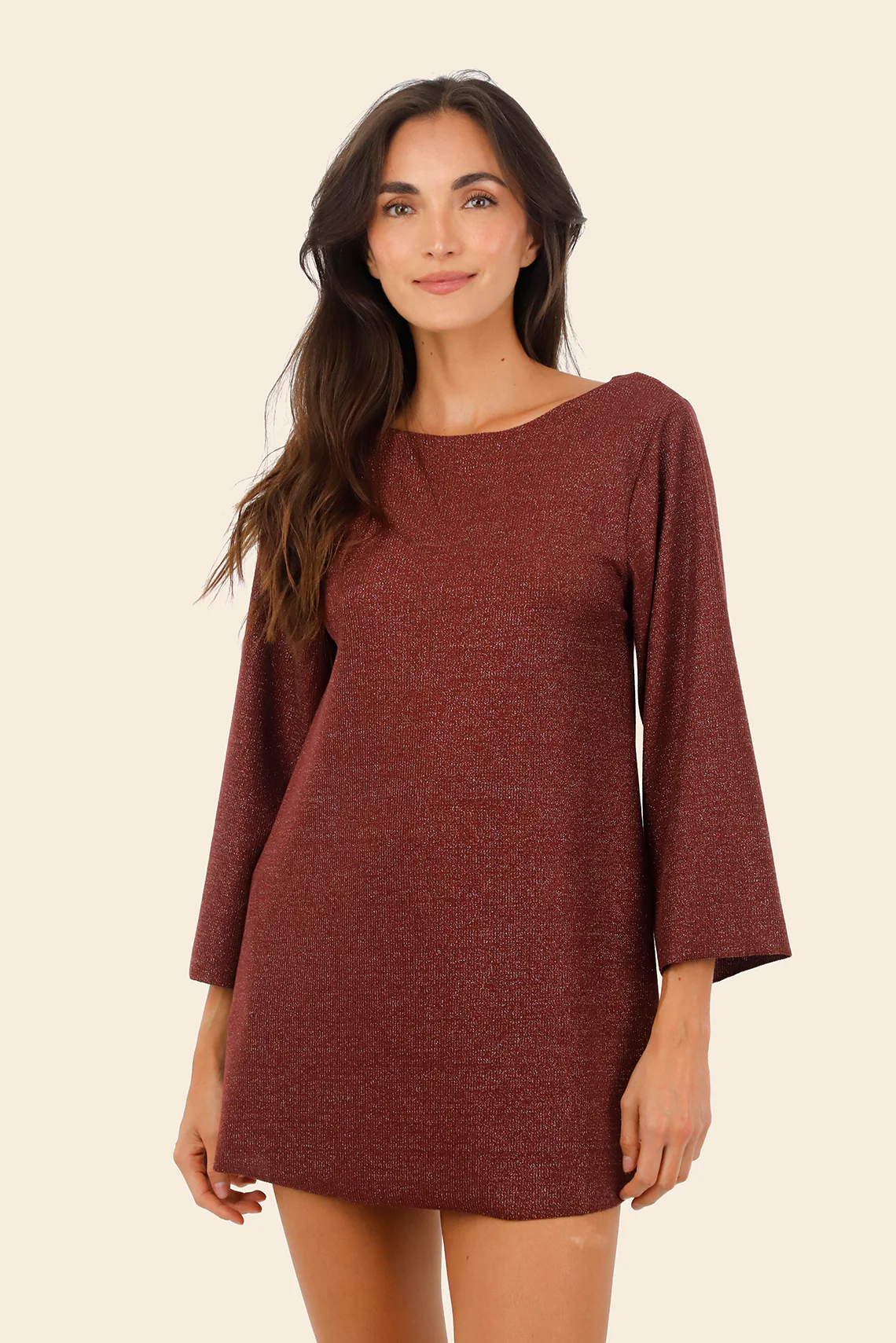 Textured Barn Red Apogeo Dress - Image 3