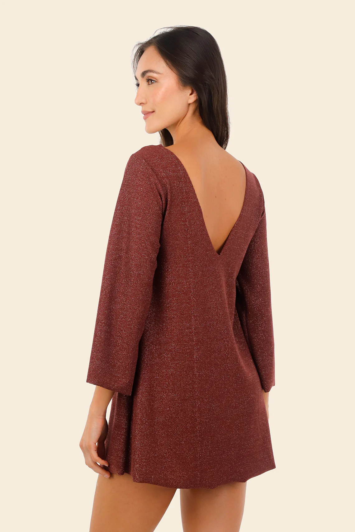 Textured Barn Red Apogeo Dress - Image 4