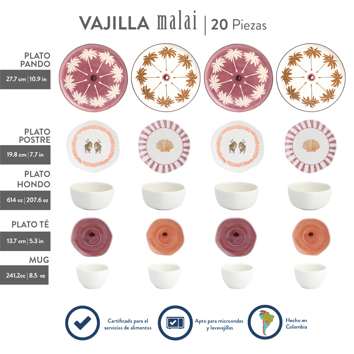 Vajilla Corona x Malai 4 Puestos 20 Piezas - Image 9