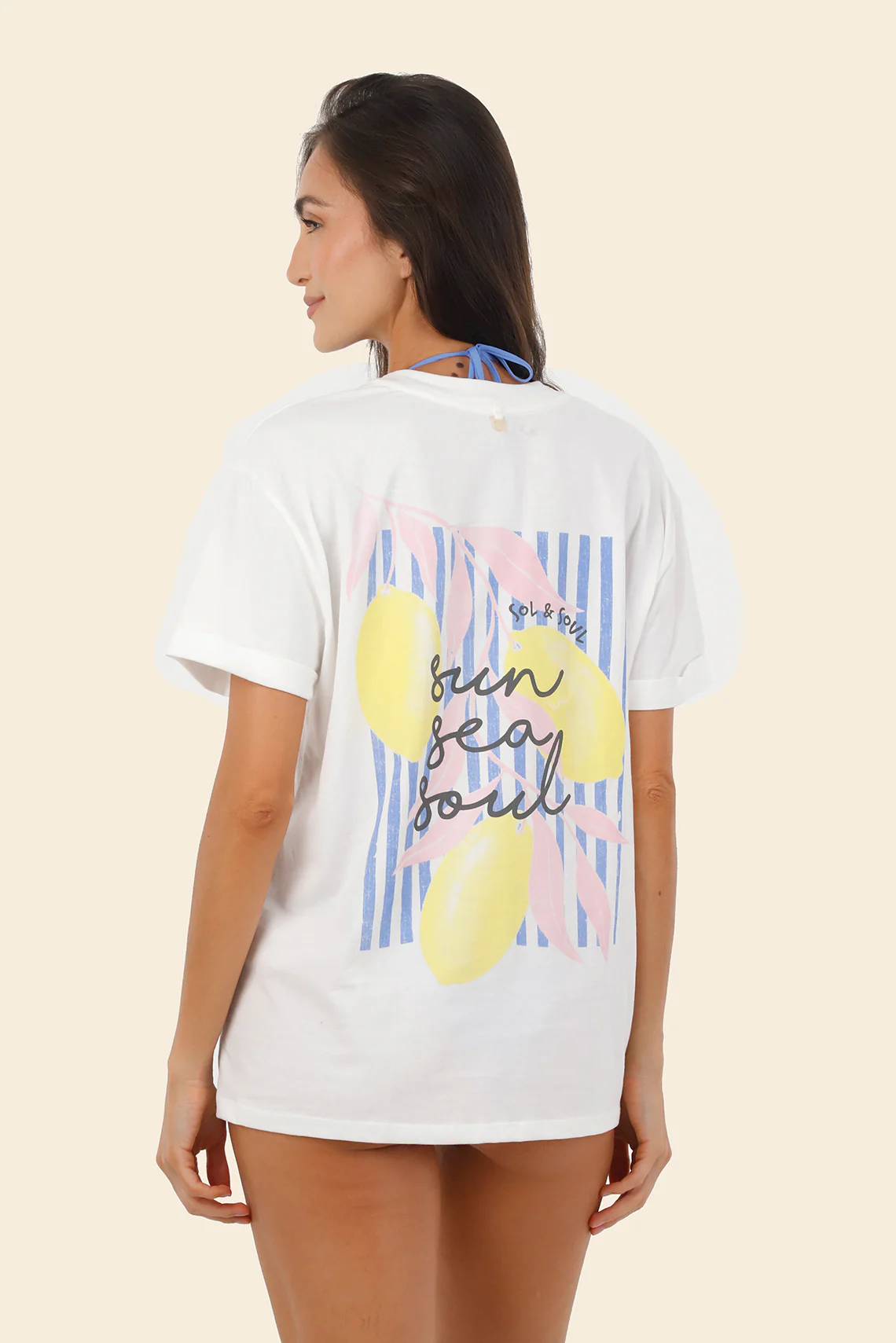 Zebra Line Blue Overzise T Shirt - Image 3